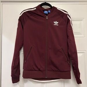 Adidas Originals Supergirl Track Jacket Trefoil Logo Burgundy Women's Small